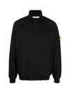 Stretch Technical Fleece Nylon Bomber Jacket Black - STONE ISLAND - BALAAN 2