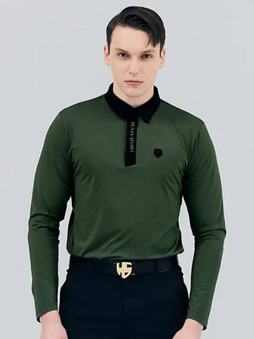 Golf Solid Long Sleeve T-Shirt Khaki - HENRY STUART - BALAAN 1