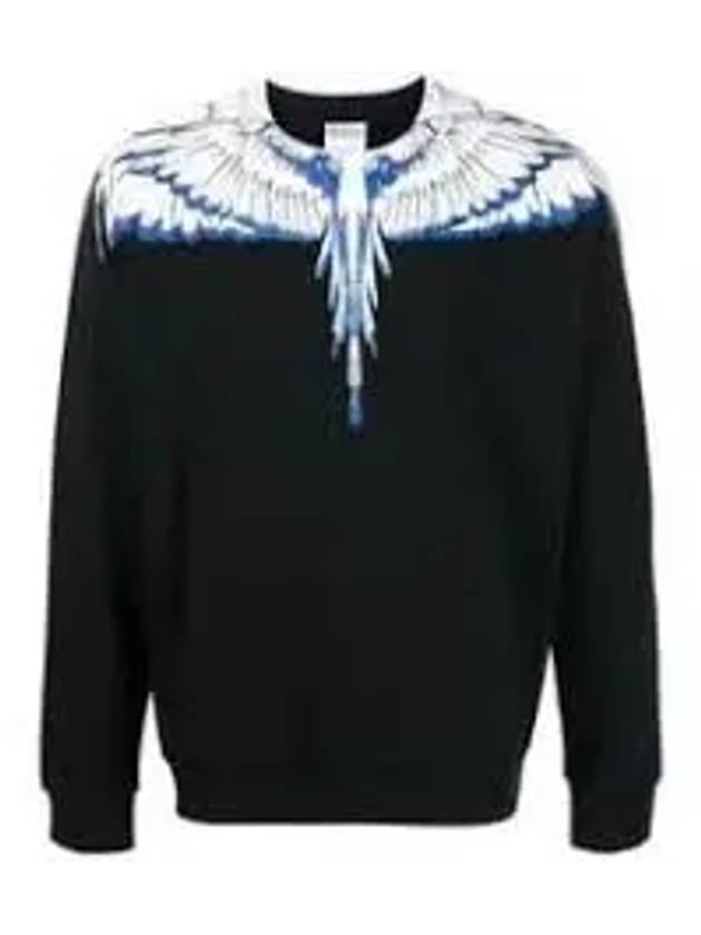 Icon Wing Print Crew Neck Sweatshirt Black Blue - MARCELO BURLON - BALAAN 2