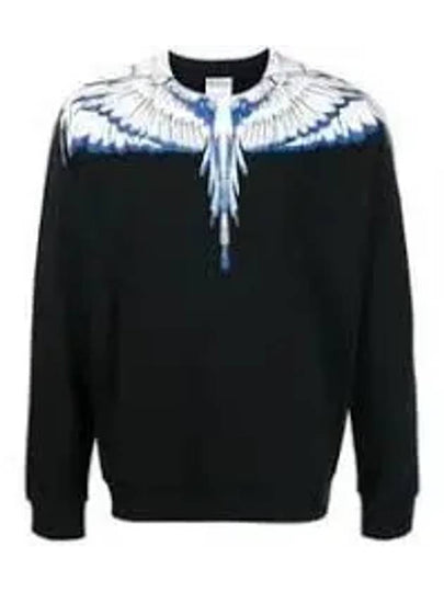 Icon Wing Print Crew Neck Sweatshirt Black Blue - MARCELO BURLON - BALAAN 2