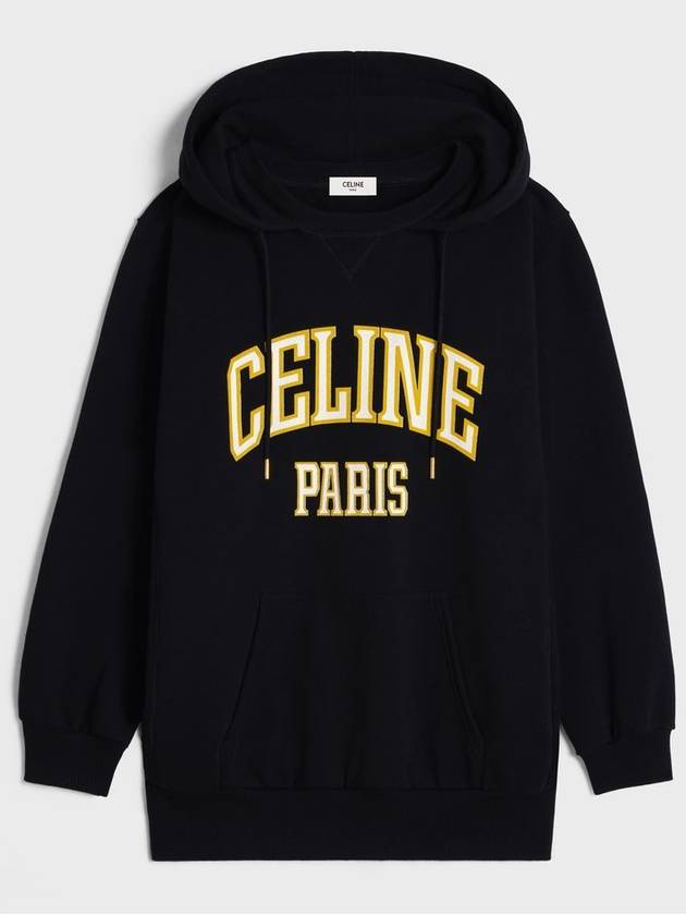 Logo Print Cotton Fleece Oversized Hoodie Black - CELINE - BALAAN 2