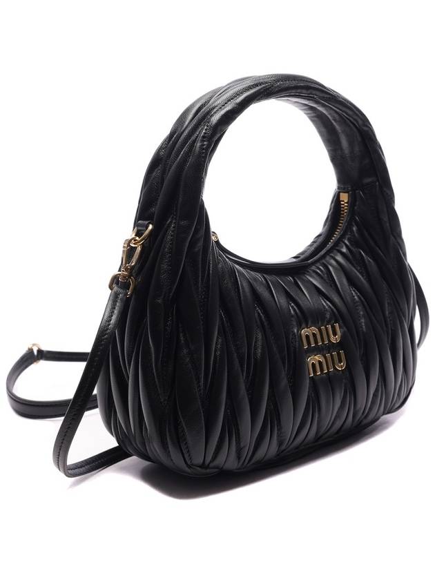 Wander Matelasse Nappa Leather Mini Hobo Tote Bag Black - MIU MIU - BALAAN 4