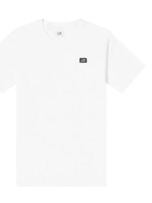 Mini Square Logo Print Short Sleeve T-Shirt White - CP COMPANY - BALAAN.