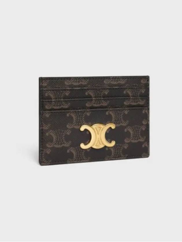 Triomphe Card Holder in Triomphe Canvas Tan - CELINE - BALAAN 3