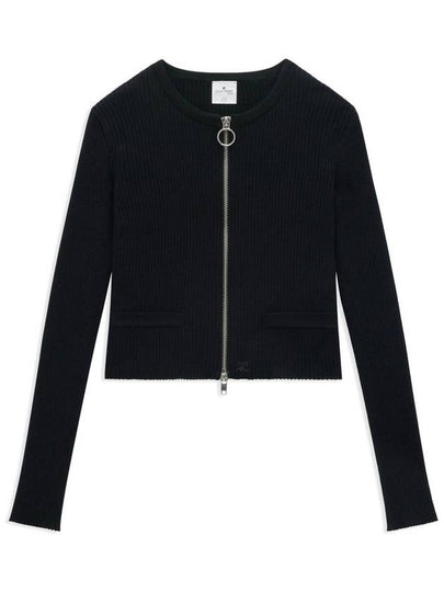 Heritage Light Rib Zip Cardigan Black - COURREGES - BALAAN 2