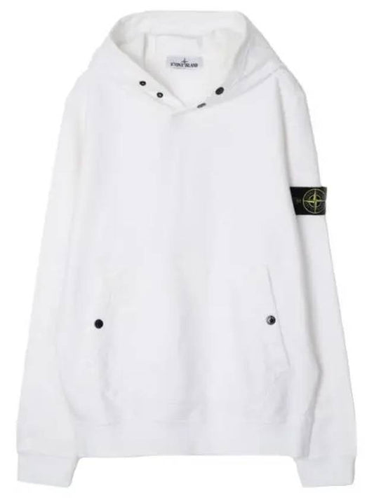 Brushed cotton fleece snap hoodie regular fit - STONE ISLAND - BALAAN 1