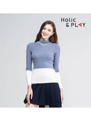 V-collar block sweater-HB4WSW001GB - HOLIC&PLAY - BALAAN 1