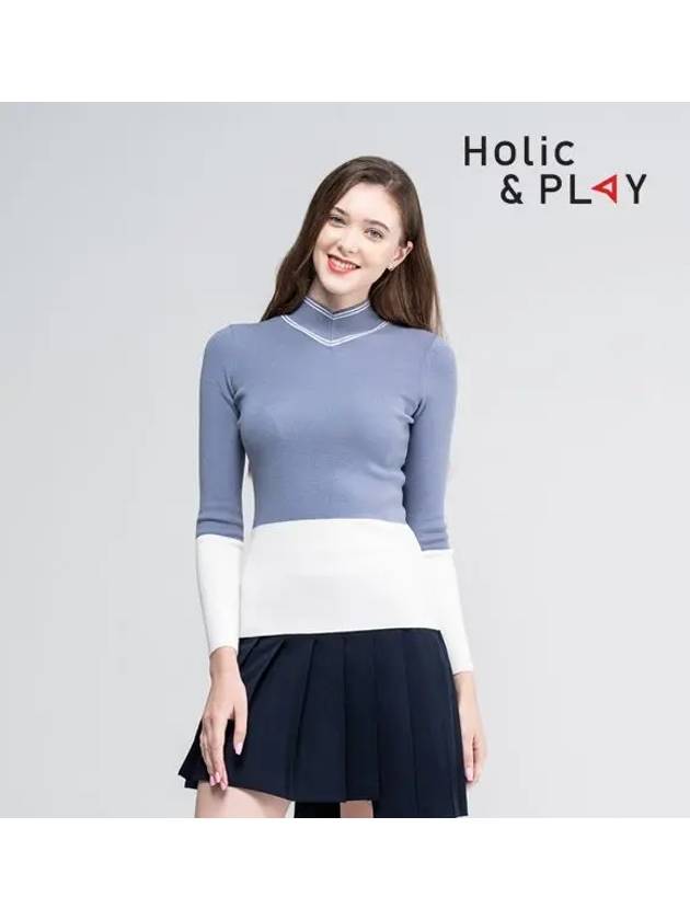 V-collar block sweater-HB4WSW001CR - HOLIC&PLAY - BALAAN 4