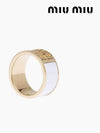 Logo Enamel Metal Ring Gold White - MIU MIU - BALAAN 4