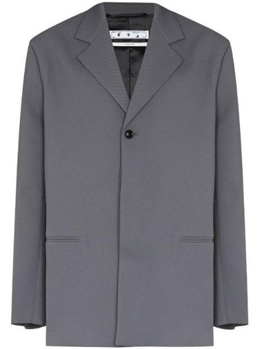 Crease Single Breasted Blazer Jacket Grey - OFF WHITE - BALAAN 1