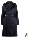 Greta Double Breasted Cotton Trench Coat Navy - A.P.C. - BALAAN 2