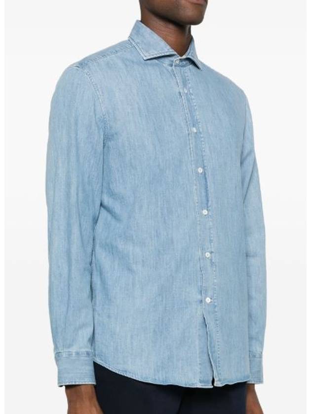 Denim Long Sleeve Shirt Blue - BRUNELLO CUCINELLI - BALAAN 3