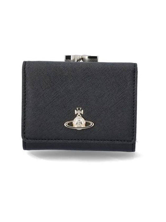 ORB Logo Metal Half Wallet Black - VIVIENNE WESTWOOD - BALAAN 1