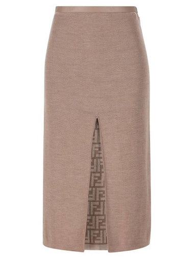 Midi Wool H-Line Skirt Grey - FENDI - BALAAN 1