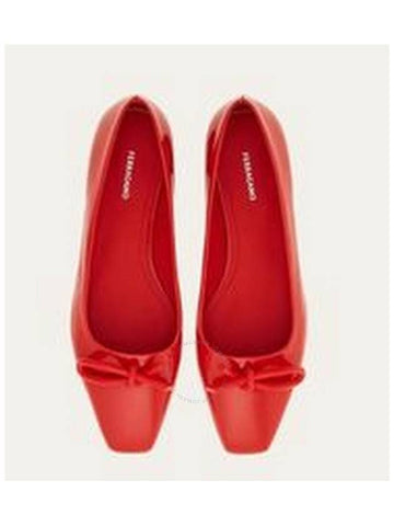 Ferragamo Ladies Red Ballet Flat With Asymmetric Bow, Size 5.5 - SALVATORE FERRAGAMO - BALAAN 1