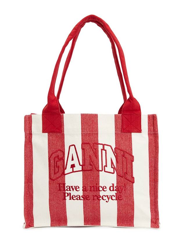 Large Easy Striped Tote Bag Red - GANNI - BALAAN 2