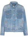 Monogram Pattern Flap Pocket Denim Jacket Blue - BALMAIN - BALAAN 1