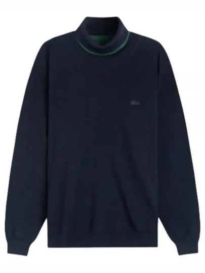 Logo Patch Merino Wool Turtleneck Navy - LACOSTE - BALAAN 2