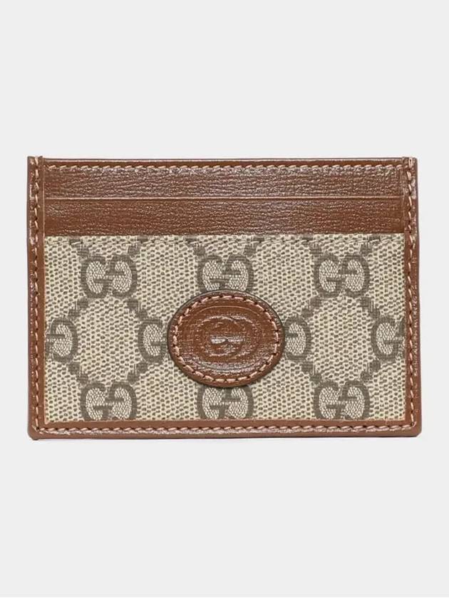 Interlocking G Card Case Beige Ebony Brown - GUCCI - BALAAN 4