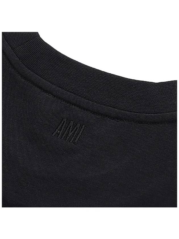 Small Heart Logo Short Sleeve T-Shirt Black - AMI - BALAAN 4