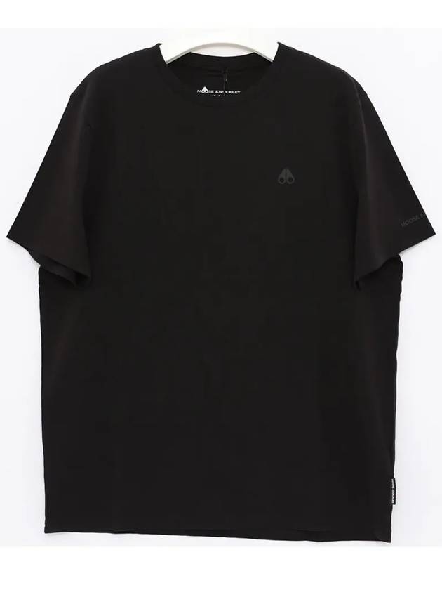 Satellite Logo Detail Crew Neck Short Sleeve T-Shirt Black - MOOSE KNUCKLES - BALAAN 3