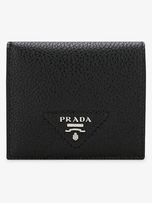 Leather Half Wallet Black - PRADA - BALAAN 3