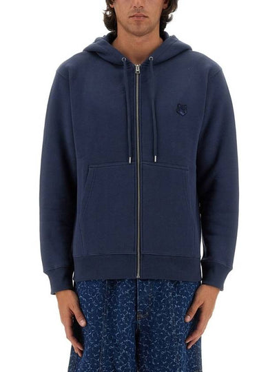 Bold Fox Head Patch Cotton Zip-Up Hoodie Ink Blue - MAISON KITSUNE - BALAAN 2