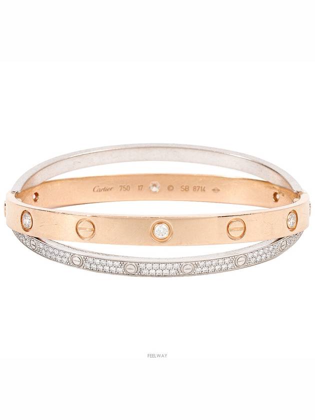 B Love Bracelet Pave Diamond Pink Gold White 17 73878 - CARTIER - BALAAN 1