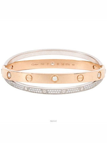 B Love Bracelet Pave Diamond Pink Gold White 17 73878 - CARTIER - BALAAN 1