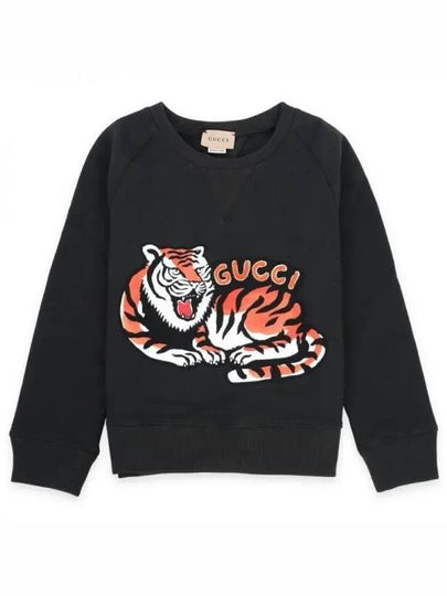 Kids Cotton Tiger Printed Sweatshirt Black - GUCCI - BALAAN 2