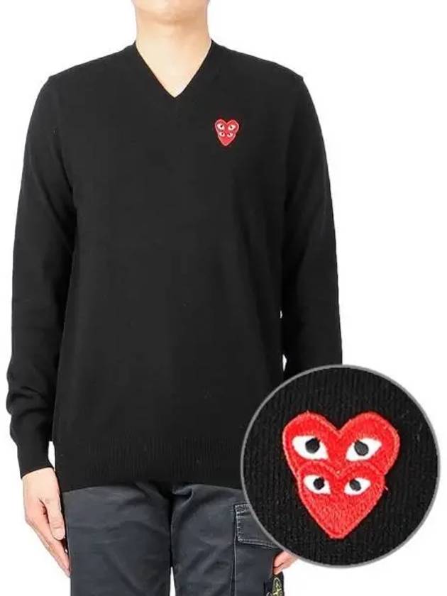 Men s heart logo wappen knit P1N074 BLACK 270351 - COMME DES GARCONS - BALAAN 1