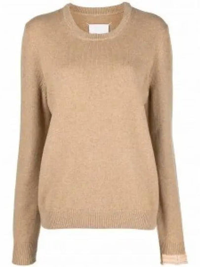 Stitched Round Neck Wool Knit Top Beige - MAISON MARGIELA - BALAAN 2