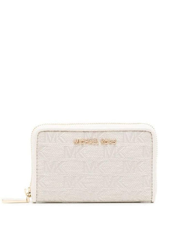 Jet Set Monogram Pattern Card Wallet White - MICHAEL KORS - BALAAN 1