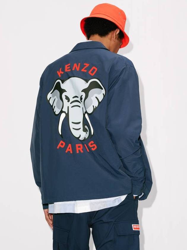 Men's ELEPHANT Coach Jacket Navy FD55BL0619NCNY - KENZO - BALAAN 5