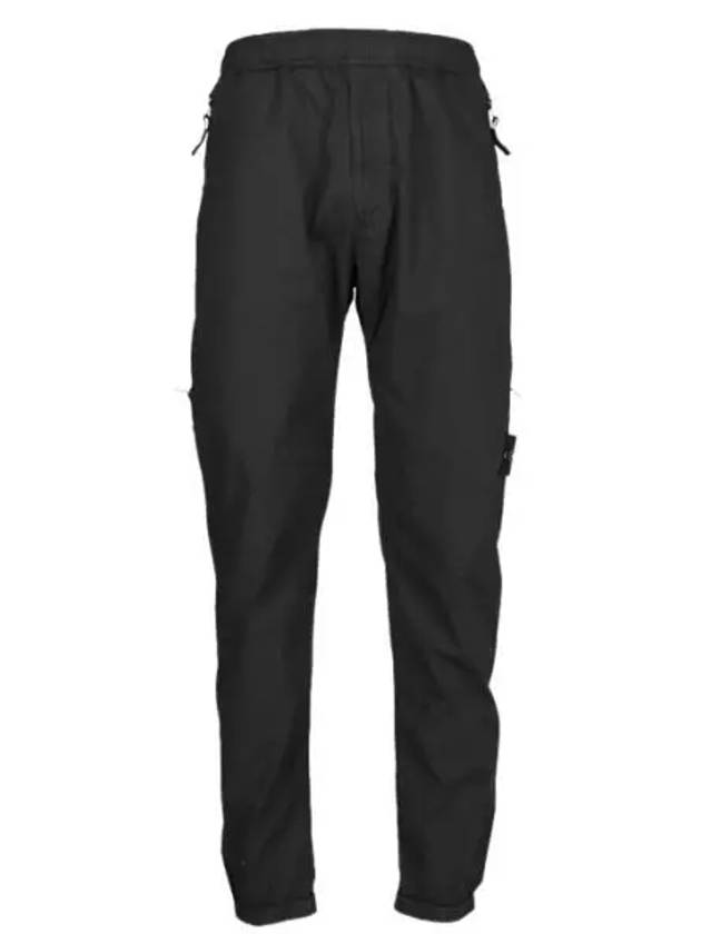 Logo Patch Tapered Cotton Track Pants Black - STONE ISLAND - BALAAN 2