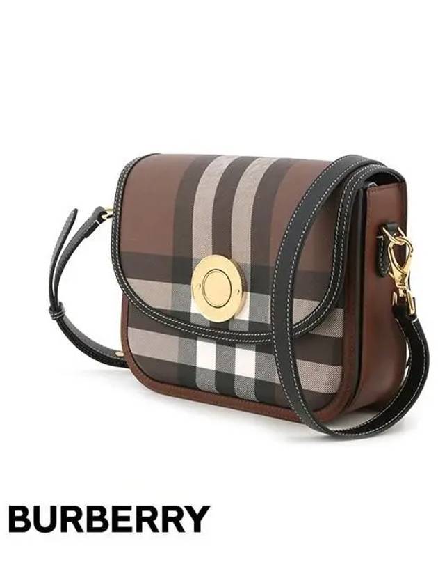 WoMen's Elizabethan Check Leather Medium Cross Bag Dark Birch Brown - BURBERRY - BALAAN 3