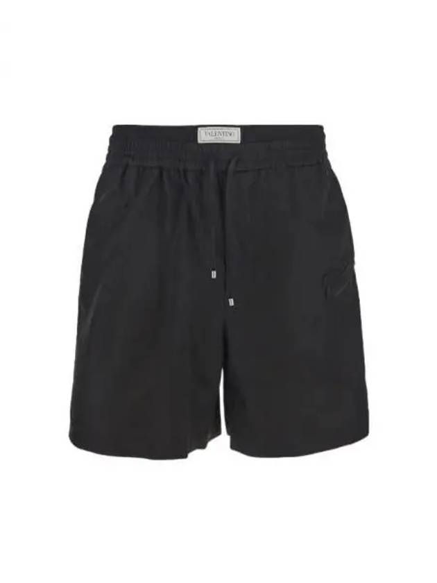 Cotton Logo Shorts Black - VALENTINO - BALAAN 2