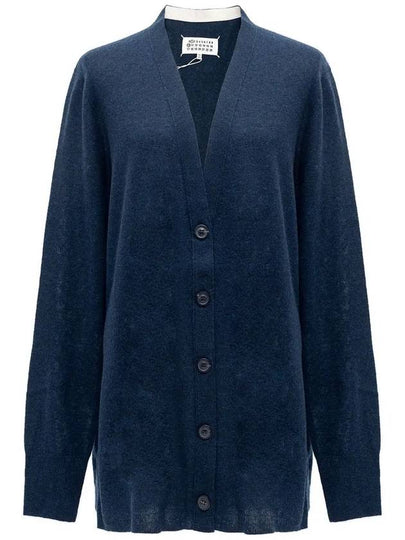 Women's V-neck Knit Wool Cardigan Dark Blue - MAISON MARGIELA - BALAAN 2