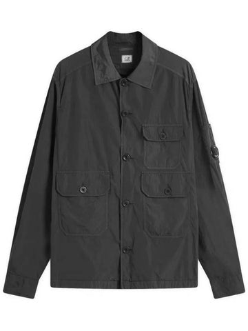 Chrome R Full Button Over Long Sleeve Shirt Black - CP COMPANY - BALAAN 1