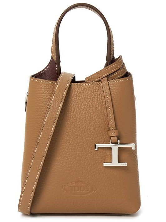 Micro Leather Mini Tote Bag Brown - TOD'S - BALAAN 2