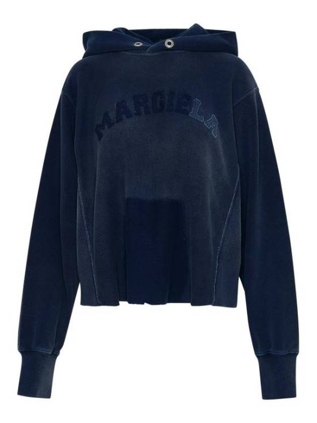 Logo Vintage Cotton Cropped Hoodie Blue - MAISON MARGIELA - BALAAN 2