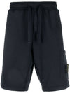 Cotton Fleece Cargo Bermuda Shorts Navy - STONE ISLAND - BALAAN 2