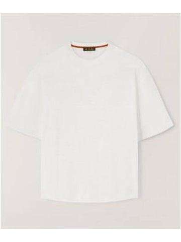 Gargano Linen Short Sleeve T-Shirt White - LORO PIANA - BALAAN 1