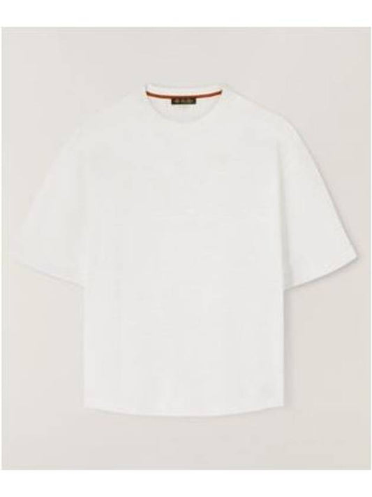 Gargano Linen Short Sleeve T-Shirt White - LORO PIANA - BALAAN 1