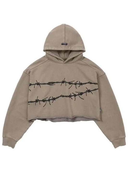 Barbed Wire Cropped Hoodie BEIGE - AJOBYAJO - BALAAN 1