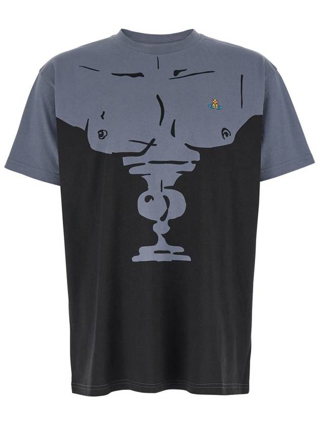 'Men'S Bust' Black And Grey T-Shirt With Logo Embroidery In Cotton Man - VIVIENNE WESTWOOD - BALAAN 1