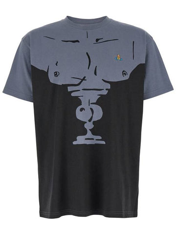 'Men'S Bust' Black And Grey T-Shirt With Logo Embroidery In Cotton Man - VIVIENNE WESTWOOD - BALAAN 1