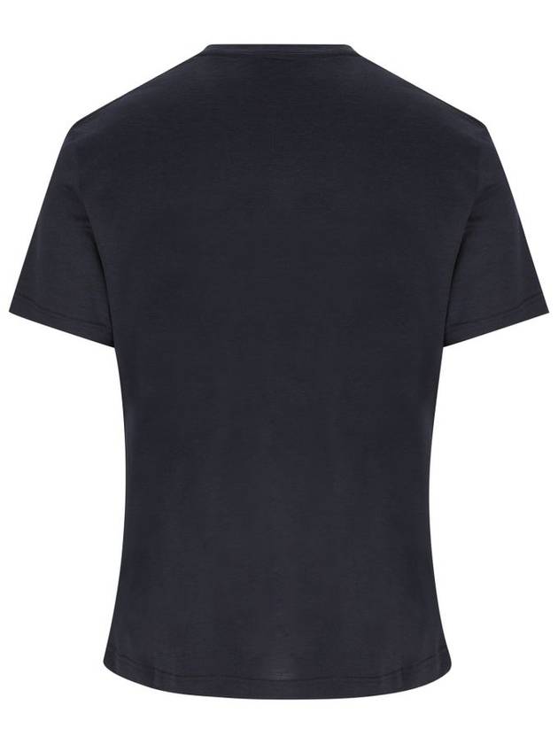 Silk Cotton Soft Short Sleeve T-Shirt Navy Blue - LORO PIANA - BALAAN 3