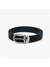 Metal Buckle Reversible Leather Belt Black Blue - MONTBLANC - BALAAN 4