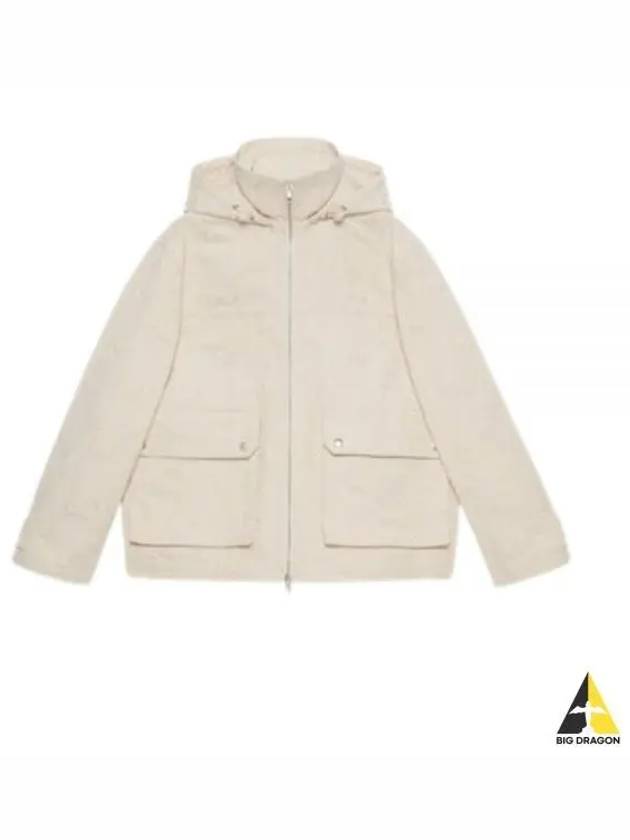 Jumbo GG Canvas Puffer Hooded Jacket White - GUCCI - BALAAN 2